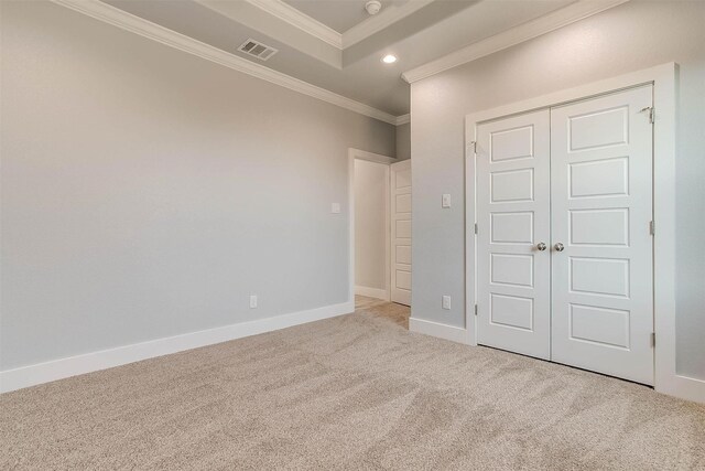 580 Highview Ct, Godley, TX 76044 - unfurnished bedroom with ornamental molding, carpet flooring, a closet, recessed lighting, and baseboards