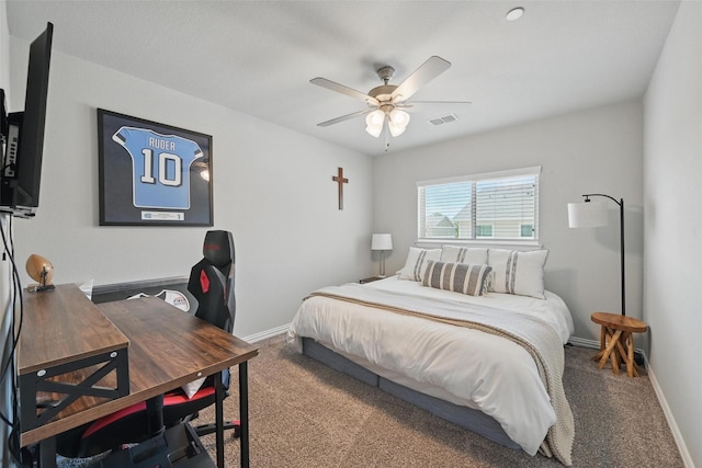 2409 Davenport Dr, Denton, TX 76207 - bedroom featuring carpet, baseboards, and a ceiling fan