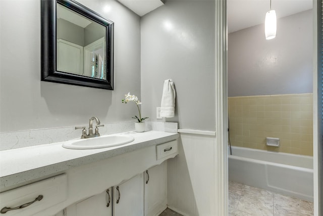 13841 Far Hills Ln, Dallas, TX 75240 - full bathroom featuring a bath, vanity, and tile patterned floors