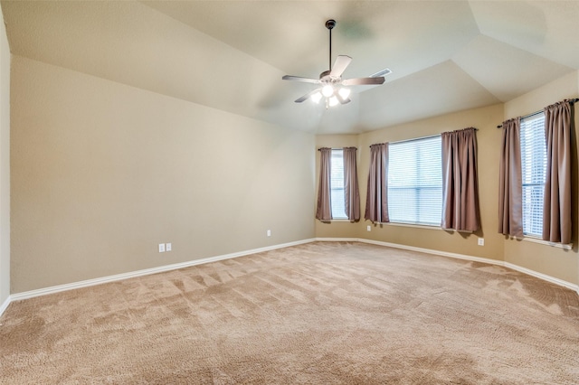 3500 Corkwood Dr, Frisco, TX 75033 - carpeted empty room featuring ceiling fan, baseboards, and lofted ceiling
