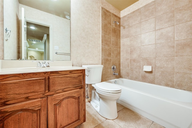 3500 Corkwood Dr, Frisco, TX 75033 - full bathroom featuring tile patterned flooring, vanity, toilet, and washtub / shower combination