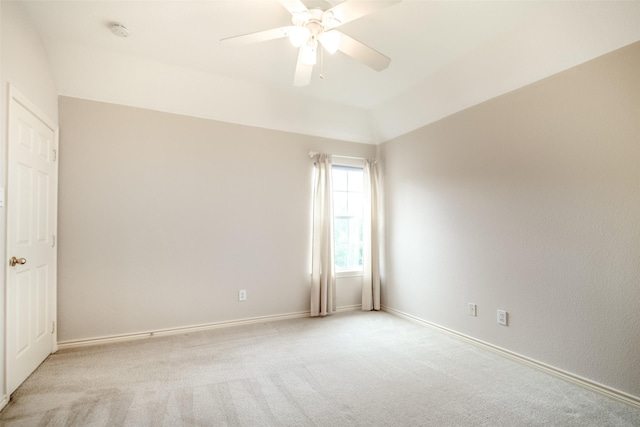 8635 Forest Glen Dr, Irving, TX 75063 - unfurnished room featuring light carpet, a ceiling fan, baseboards, a smoke detector, and vaulted ceiling