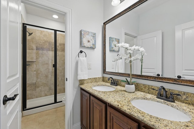 4324 Ashburn Way, Fort Worth, TX 76244 - full bathroom with a shower stall, double vanity, and toilet