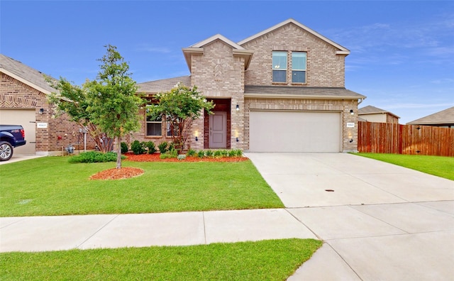15941 Bronte Ln, Fort Worth, TX 76247 - view of front facade with brick siding, concrete driveway, an attached garage, and stone siding