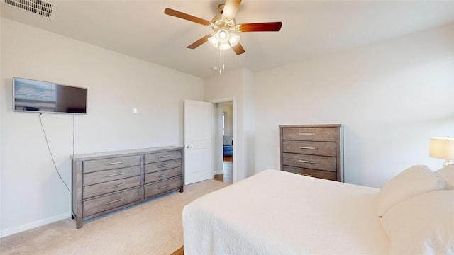 15941 Bronte Ln, Fort Worth, TX 76247 - bedroom featuring light colored carpet, baseboards, and a ceiling fan
