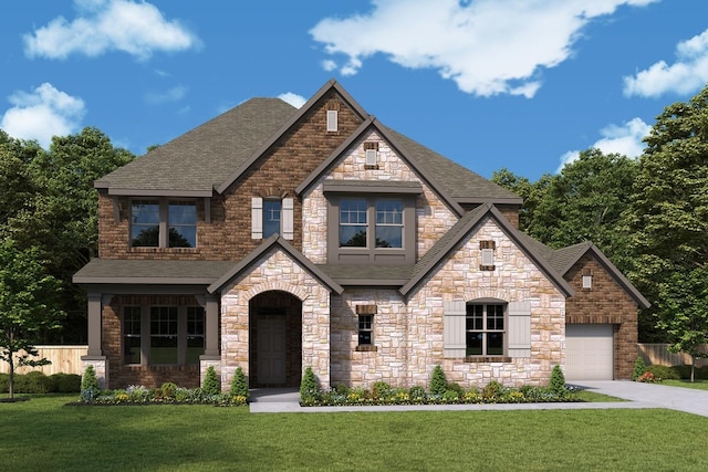 612 Long Trl, Mansfield, TX 76063 - craftsman-style home with driveway, stone siding, roof with shingles, and an attached garage