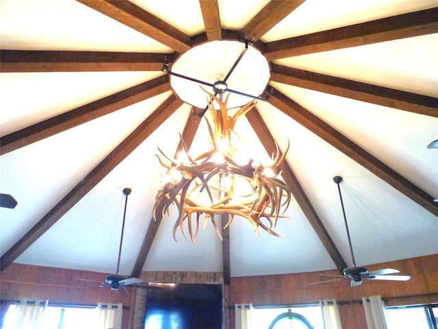 135 Lakeview, Brady, TX 76825 - detailed view of beamed ceiling and ceiling fan