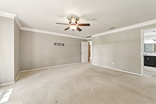1610 Ottinger Rd, Keller, TX 76262 - empty room featuring ceiling fan, crown molding, and light colored carpet