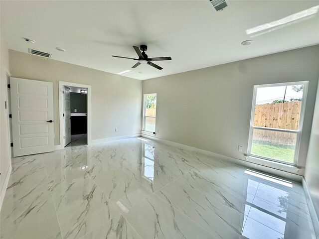2815 Pall Mall Ave, Dallas, TX 75241 - bathroom featuring vanity, a stall shower, toilet, baseboards, and marble finish flooring