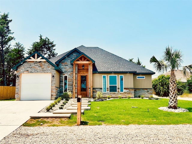 2815 Pall Mall Ave, Dallas, TX 75241 - view of front of home with stone siding, concrete driveway, a garage, and cooling unit