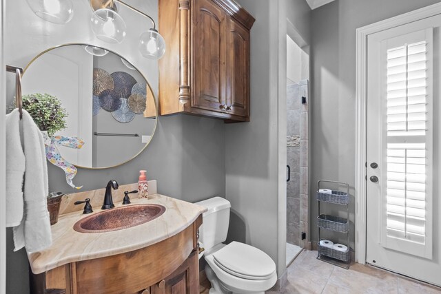 710 Cross Timbers Dr, Keller, TX 76248 - bathroom with toilet, a shower stall, vanity, and tile patterned flooring