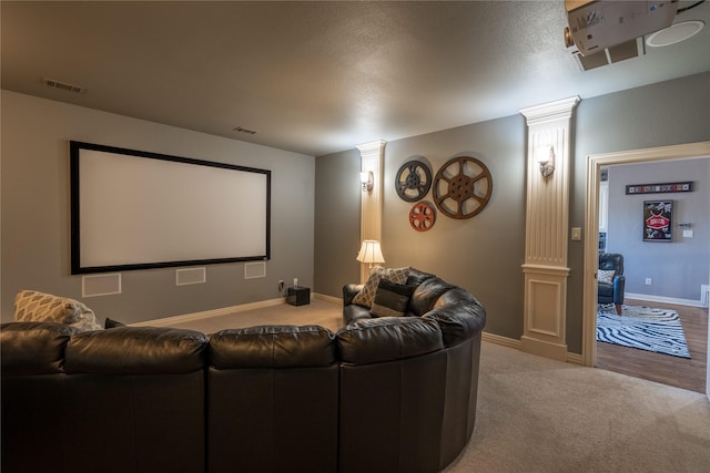 710 Cross Timbers Dr, Keller, TX 76248 - home theater room with ornate columns, carpet, and baseboards