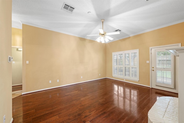 2008 Real Dr, Waco, TX 76712 - unfurnished room with ornamental molding, hardwood / wood-style floors, ceiling fan, and baseboards