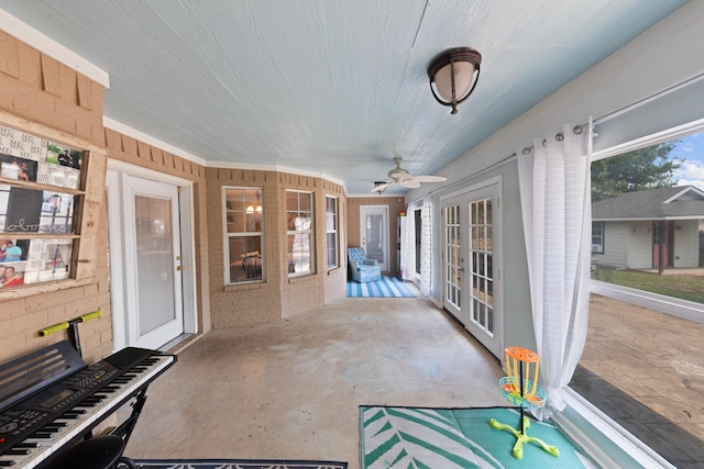 509 Sapphire Blvd, Hewitt, TX 76643 - unfurnished sunroom featuring french doors, ceiling fan, and healthy amount of natural light