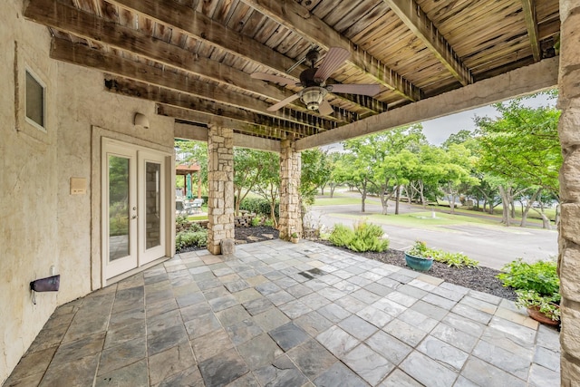 11 Intrepid Cir, Rockwall, TX 75032 - view of patio featuring ceiling fan and french doors