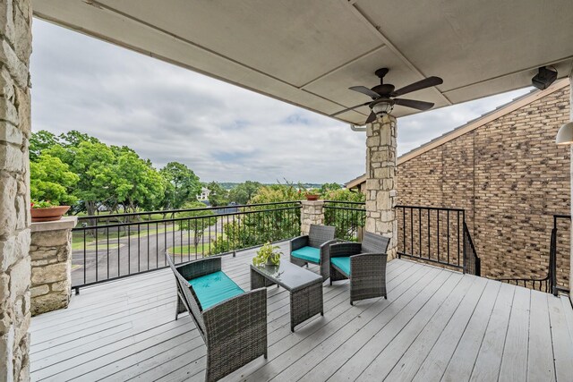 11 Intrepid Cir, Rockwall, TX 75032 - wooden terrace featuring a ceiling fan