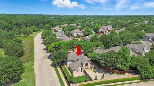 529 Colgate Dr, Allen, TX 75013 - aerial perspective of suburban area featuring a heavily wooded area