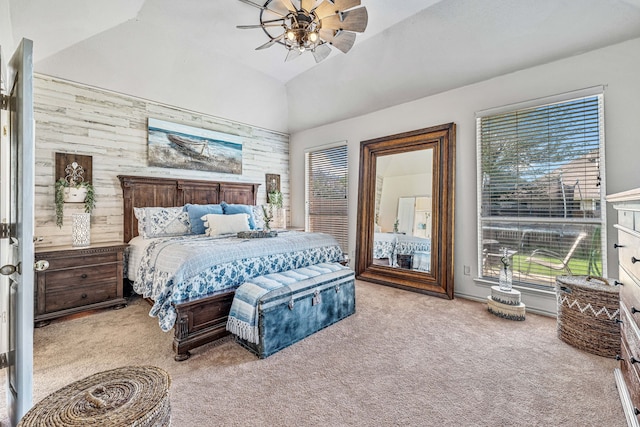 2829 Flint Rock Dr, Fort Worth, TX 76131 - carpeted bedroom featuring lofted ceiling and ceiling fan