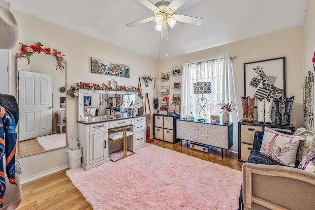 2829 Flint Rock Dr, Fort Worth, TX 76131 - office space featuring light wood-style flooring, ceiling fan, and baseboards