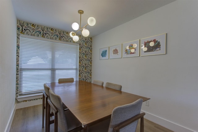 1201 Oakhurst Dr, Southlake, TX 76092 - dining area featuring a chandelier, baseboards, and wood finished floors