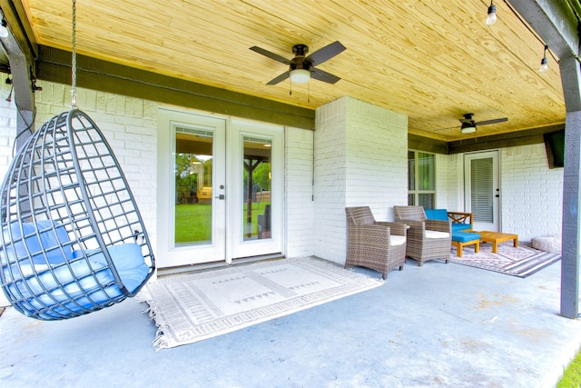 1201 Oakhurst Dr, Southlake, TX 76092 - view of patio with a ceiling fan and french doors