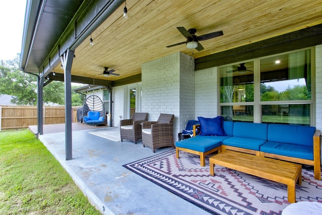 1201 Oakhurst Dr, Southlake, TX 76092 - view of patio featuring ceiling fan and outdoor lounge area