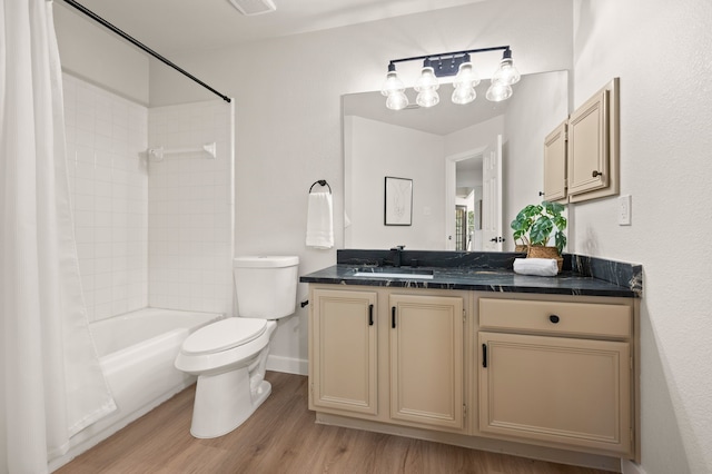 28 Alamosa Dr, Trophy Club, TX 76262 - full bath with vanity, shower / bath combination with curtain, toilet, and wood finished floors