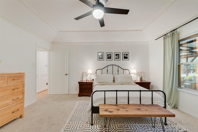 5909 Shady Hill Ln, Arlington, TX 76016 - bedroom with light colored carpet, ceiling fan, and baseboards