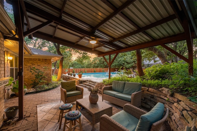 5909 Shady Hill Ln, Arlington, TX 76016 - fenced backyard featuring a patio area and an outdoor living space