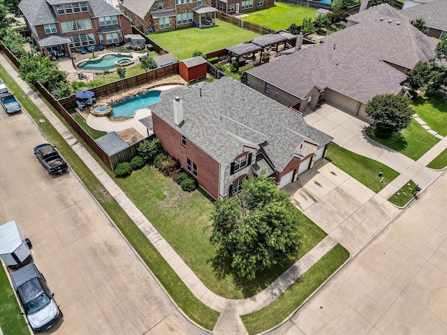 204 Leonard Way, Fate, TX 75087 - aerial view of residential area featuring a pool area
