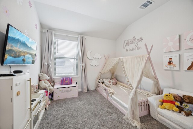 2028 Saddle Way, Mesquite, TX 75149 - bedroom with lofted ceiling and carpet
