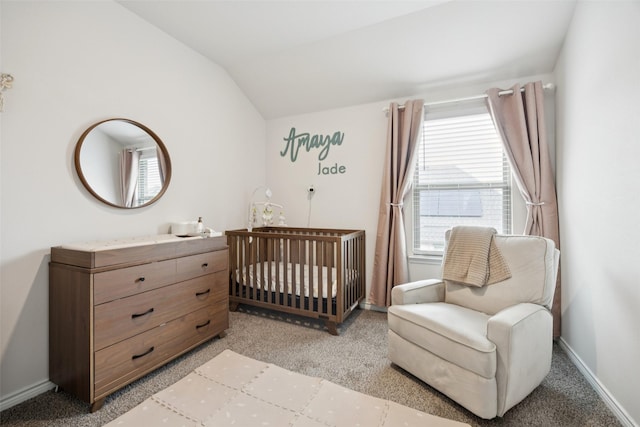 2028 Saddle Way, Mesquite, TX 75149 - bedroom with a nursery area, lofted ceiling, and baseboards