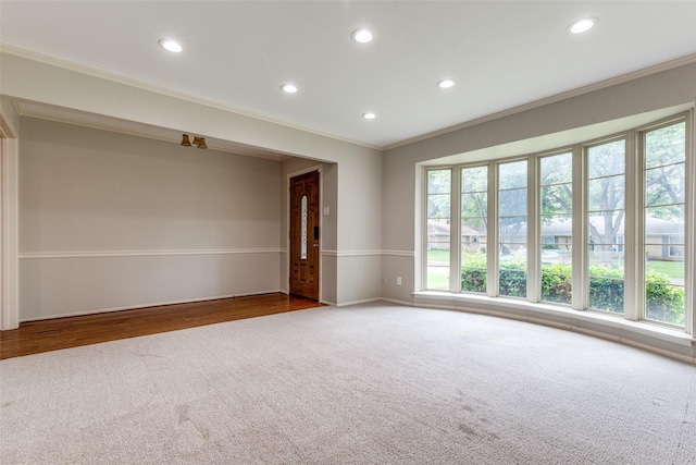 4023 Candlenut Ln, Dallas, TX 75244 - unfurnished room with crown molding, carpet, recessed lighting, and baseboards