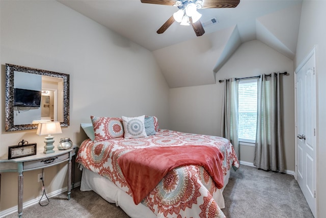 1616 Teakwood Dr, Wylie, TX 75098 - carpeted bedroom featuring vaulted ceiling, baseboards, and ceiling fan