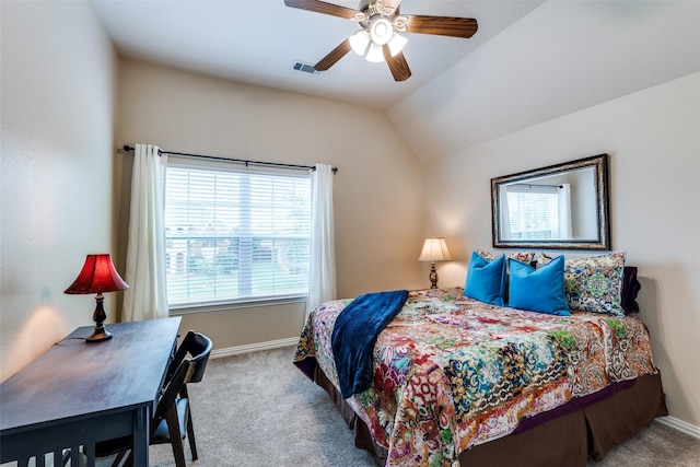 1616 Teakwood Dr, Wylie, TX 75098 - carpeted bedroom with baseboards, vaulted ceiling, and a ceiling fan