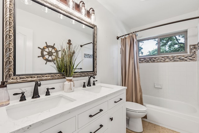 1117 Charleston Ct, Keller, TX 76248 - full bath with toilet, shower / tub combo, double vanity, and tile patterned floors