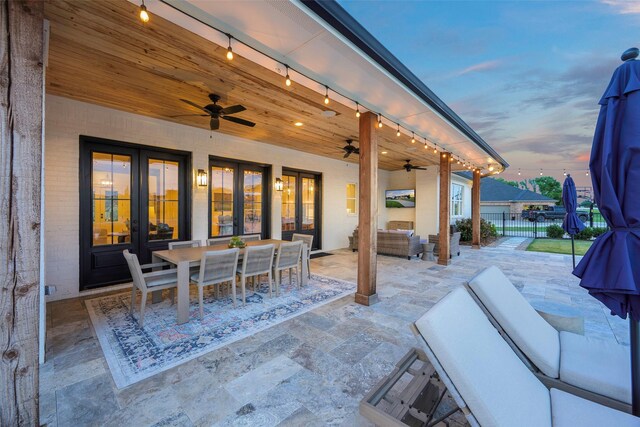 36 Mirror Lakes Ct, Gunter, TX 75058 - view of patio featuring an outdoor living space, ceiling fan, and outdoor dining space