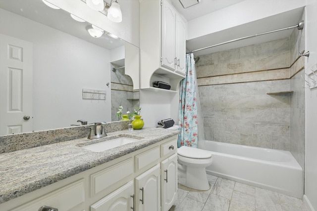 7906 Pennridge Cir, Rowlett, TX 75088 - full bath featuring vanity, shower / tub combo, toilet, and marble finish floors