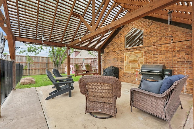 7906 Pennridge Cir, Rowlett, TX 75088 - fenced backyard featuring a pergola and a patio area