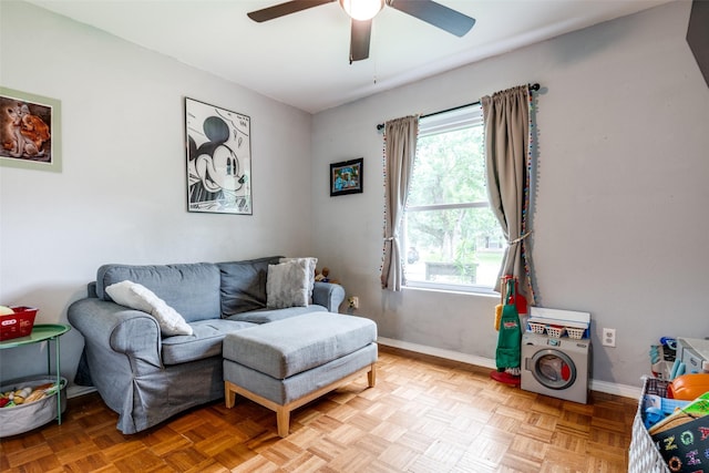 1434 Southland St, Sulphur Springs, TX 75482 - living room with a ceiling fan and baseboards