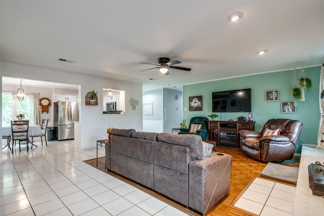 1434 Southland St, Sulphur Springs, TX 75482 - living room with a ceiling fan