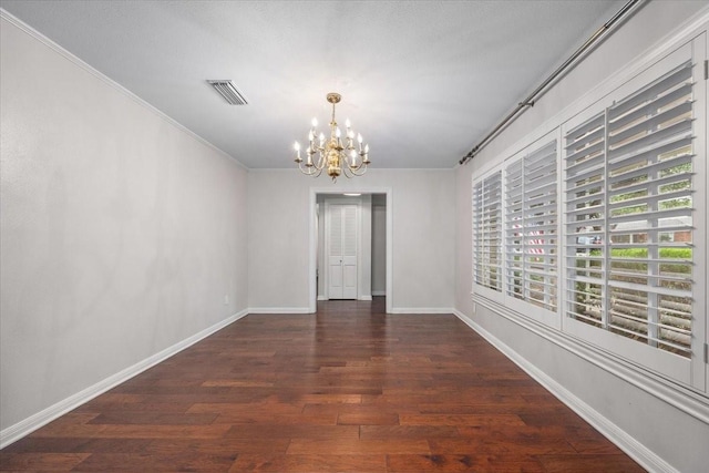 4517 Cloudview Rd, Fort Worth, TX 76109 - empty room featuring a chandelier, wood finished floors, baseboards, and ornamental molding