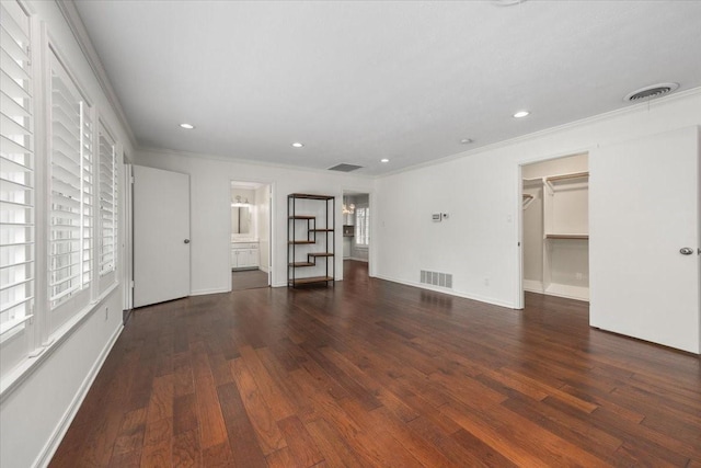 4517 Cloudview Rd, Fort Worth, TX 76109 - unfurnished living room with wood finished floors, ornamental molding, recessed lighting, and baseboards