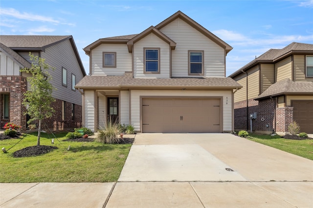 620 Ruthye Ln, Pilot Point, TX 76258 - traditional home with a garage, a front lawn, concrete driveway, and roof with shingles