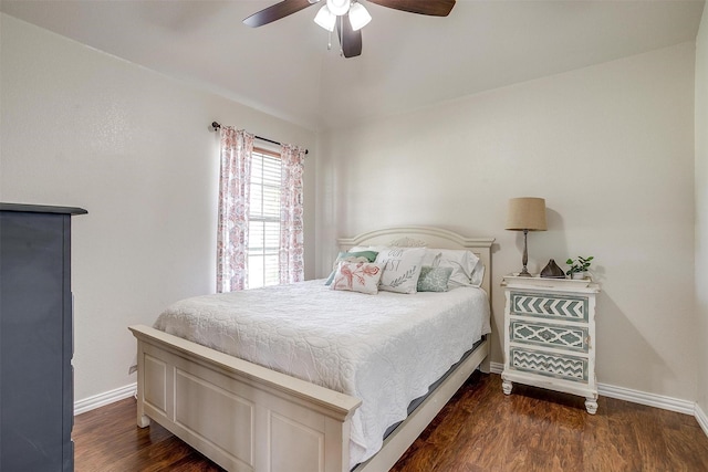 3809 Timbercrest Dr W, Burleson, TX 76028 - bedroom with dark wood-style flooring, baseboards, and a ceiling fan