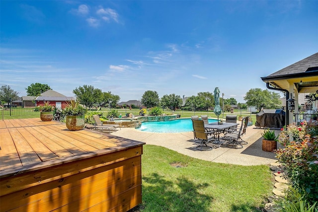 3809 Timbercrest Dr W, Burleson, TX 76028 - view of pool with a patio, a pool with connected hot tub, and a wooden deck