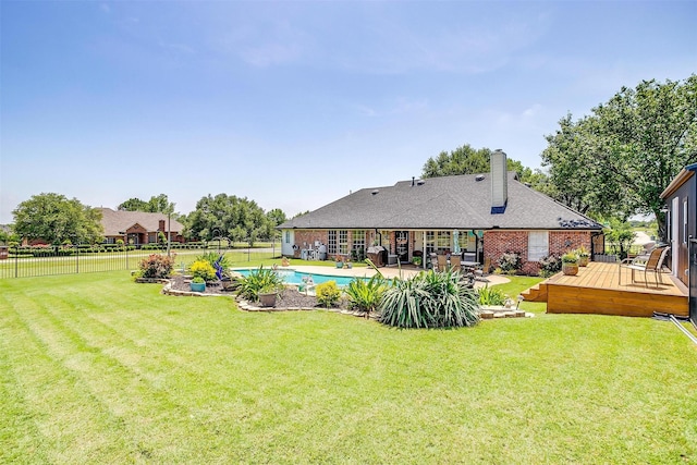 3809 Timbercrest Dr W, Burleson, TX 76028 - view of yard with a wooden deck and a patio area