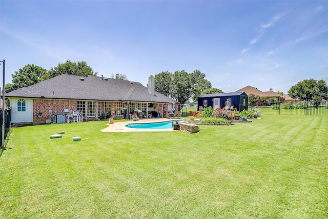 3809 Timbercrest Dr W, Burleson, TX 76028 - view of pool with a patio area and an outbuilding