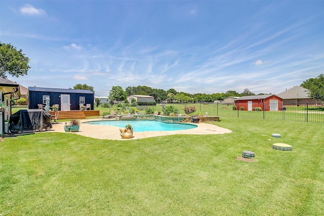 3809 Timbercrest Dr W, Burleson, TX 76028 - view of swimming pool with an outbuilding and a patio area