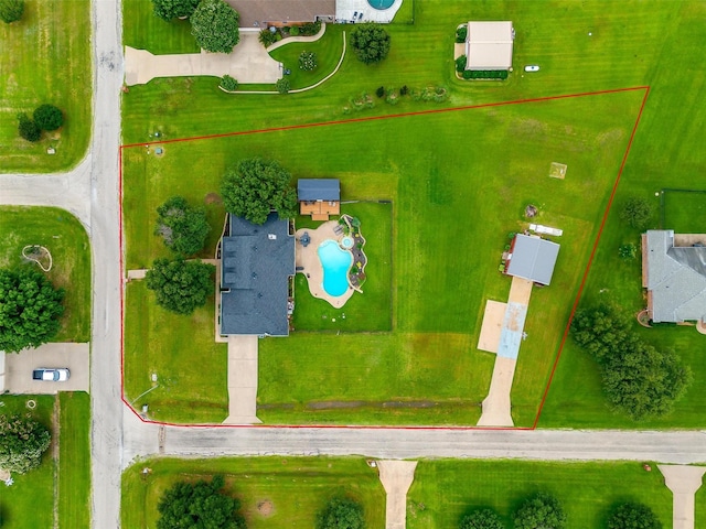3809 Timbercrest Dr W, Burleson, TX 76028 - aerial view of property and surrounding area featuring property boundaries highlighted and a pool
